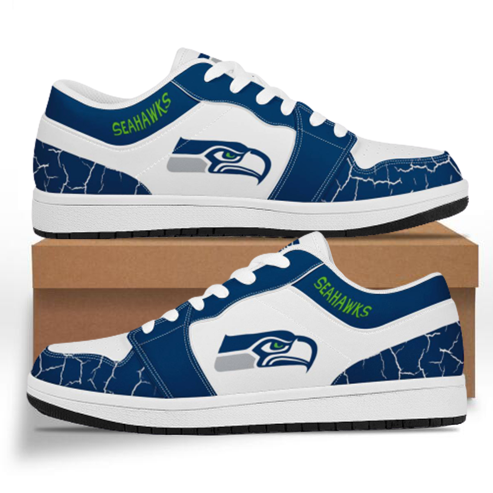 Women's Seattle Seahawks Low Top Leather AJ1 Sneakers 001